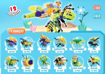 Block insect surprise egg toy 12in 1