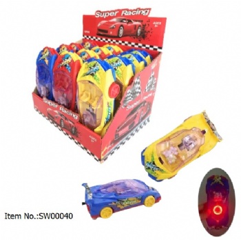 pulling wire sport car with light toy candy